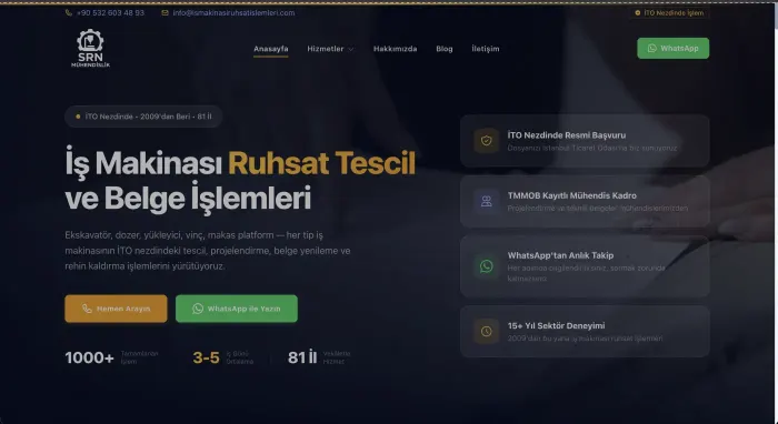 SRN Mühendislik web sitesi