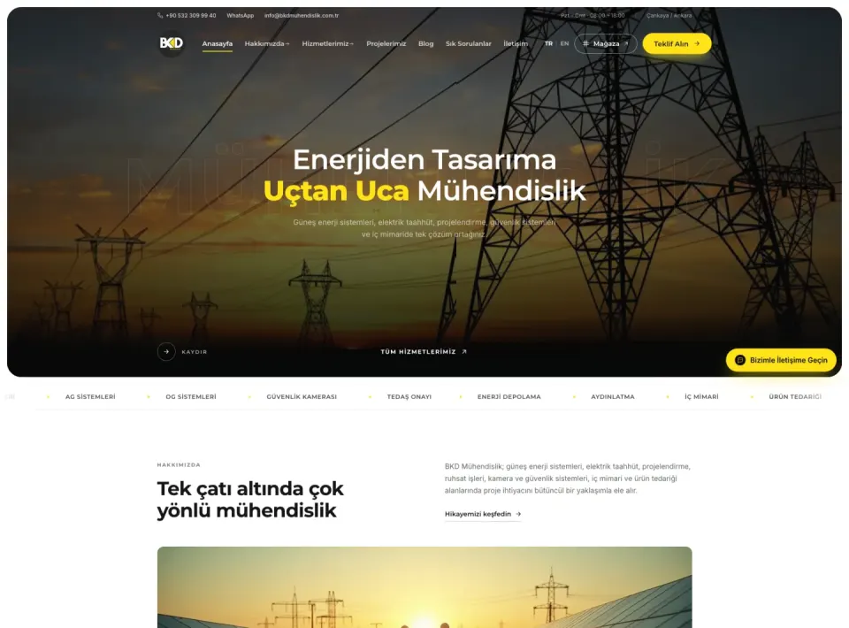 BKD Mühendislik web sitesi