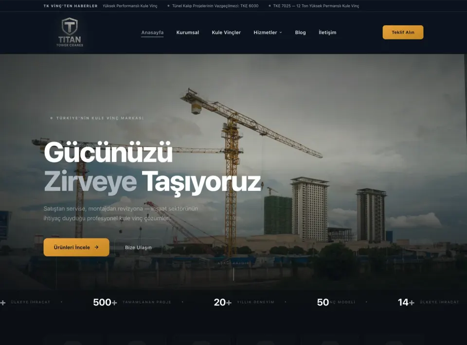 TITAN Kule Vinç web sitesi