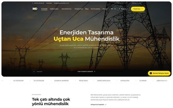 BKD Mühendislik web sitesi