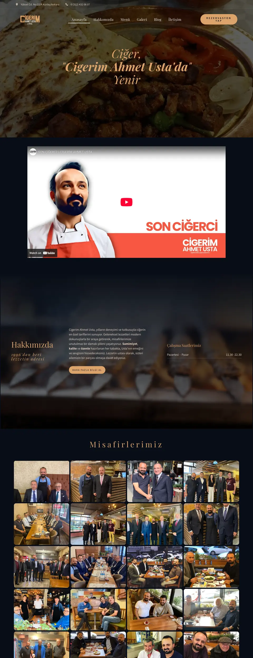 Ciğerim Ahmet Usta web sitesi ekran görüntüsü