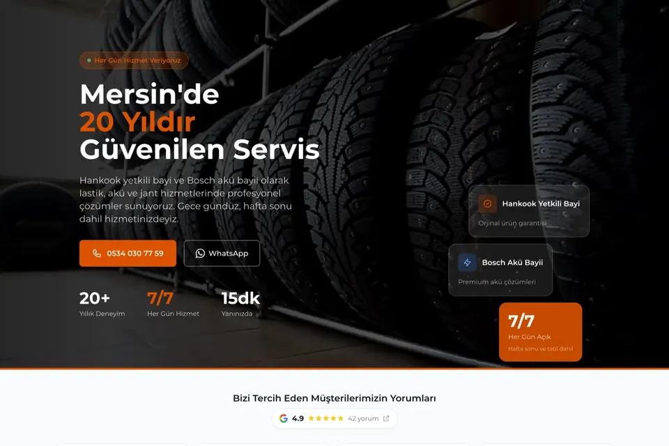 Gökalp Lastikçilik web sitesi