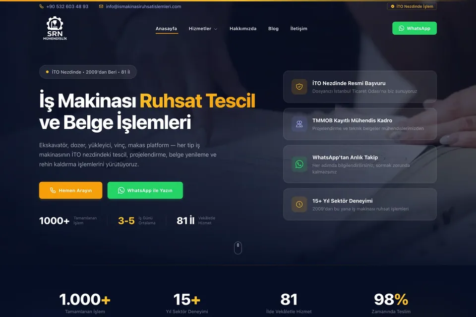 İş Makinası Ruhsat İşlemleri web sitesi