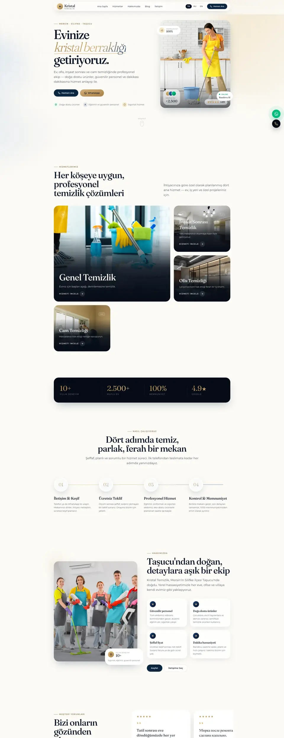 Kristal Temizlik web sitesi ekran görüntüsü
