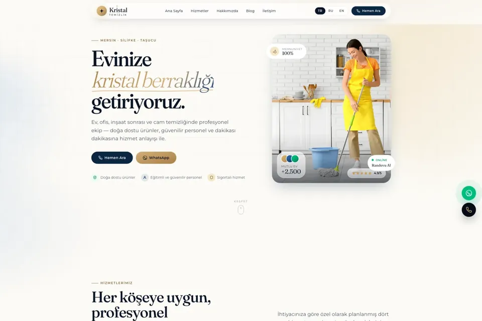 Kristal Temizlik web sitesi