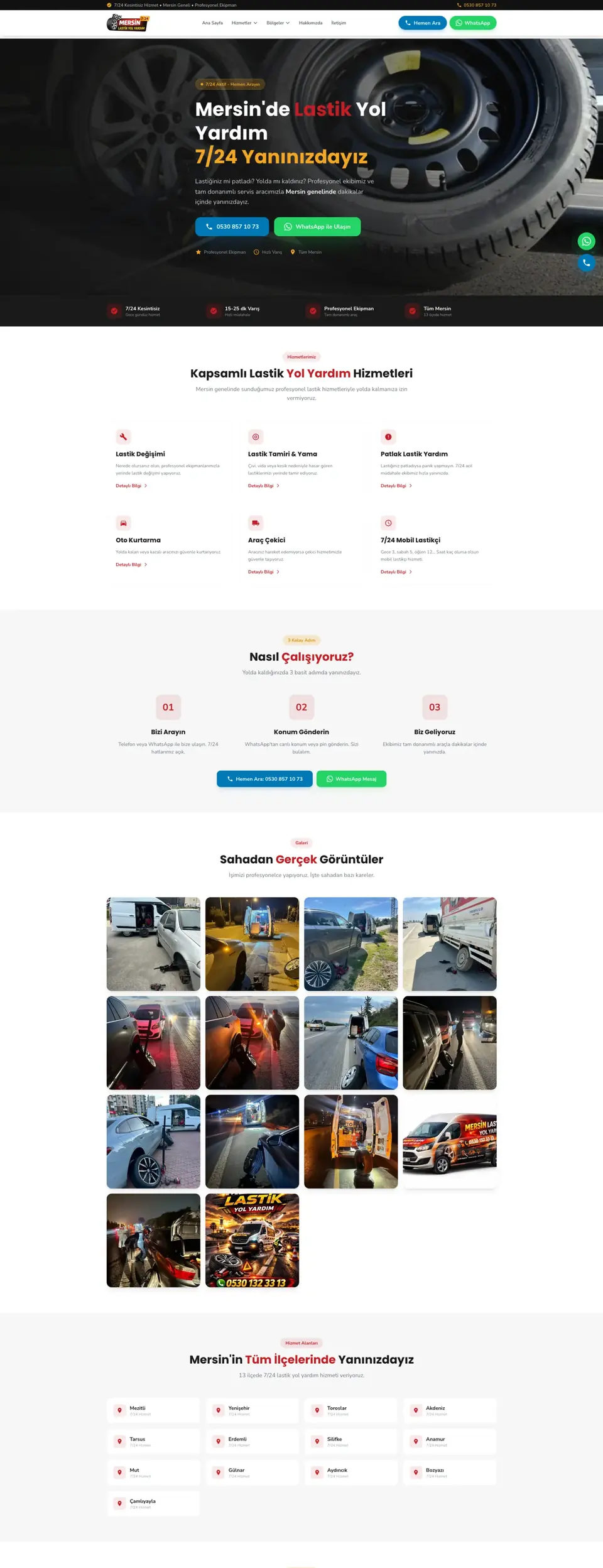 Mersin Lastik Yol Yardım web sitesi ekran görüntüsü