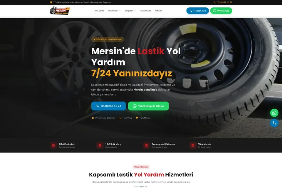 Mersin Lastik Yol Yardım web sitesi