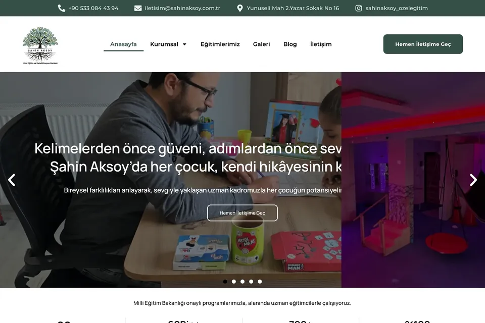 Şahin Aksoy Özel Eğitim web sitesi