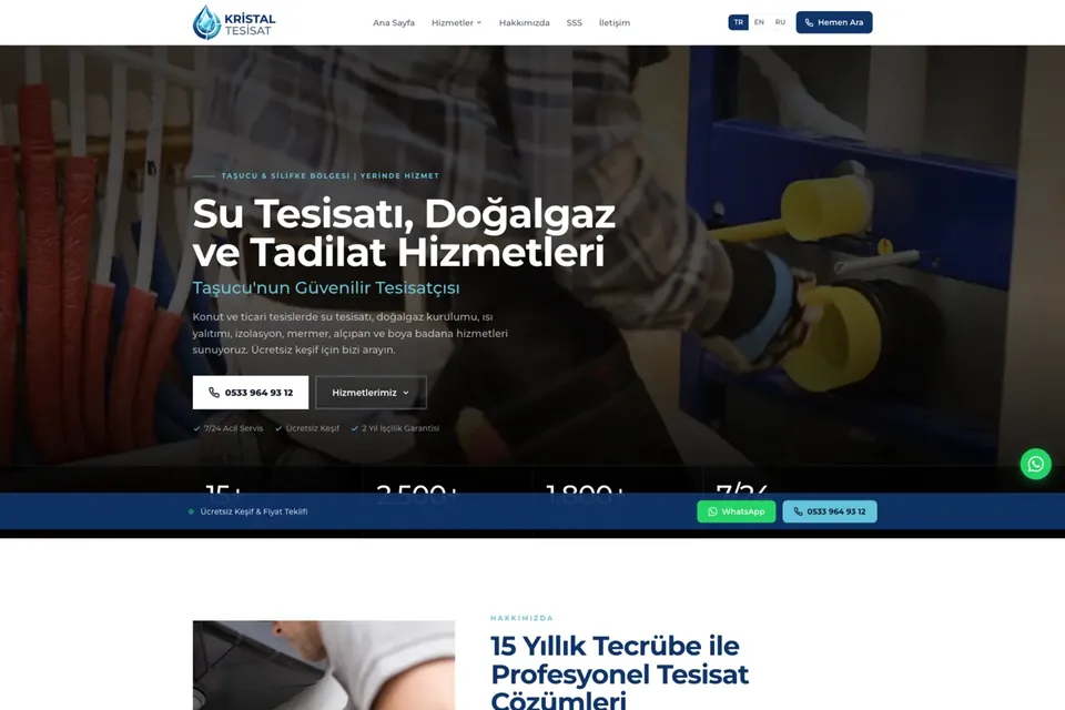 Taşucu Kristal Tesisat web sitesi