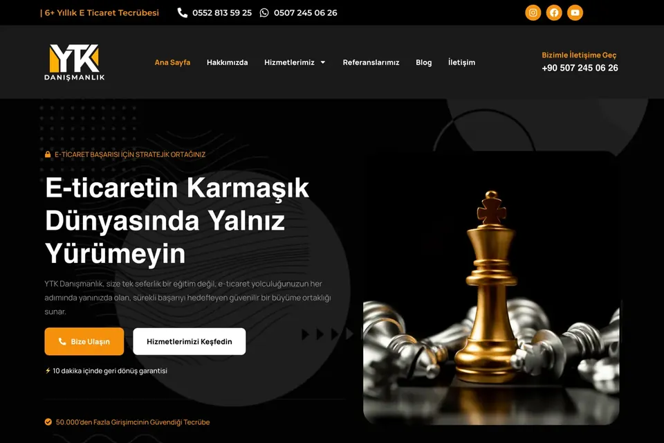 YTK Danışmanlık web sitesi